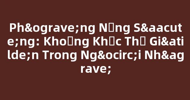 Phòng Nắng Sáng: Khoảng Khắc Thư Giãn Trong Ngôi Nhà